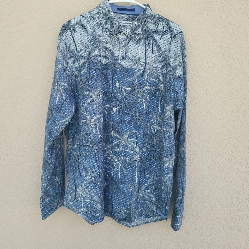 Tommy Bahama Mirror Palms Long Sleeve Button Down Shirt Sz Lg